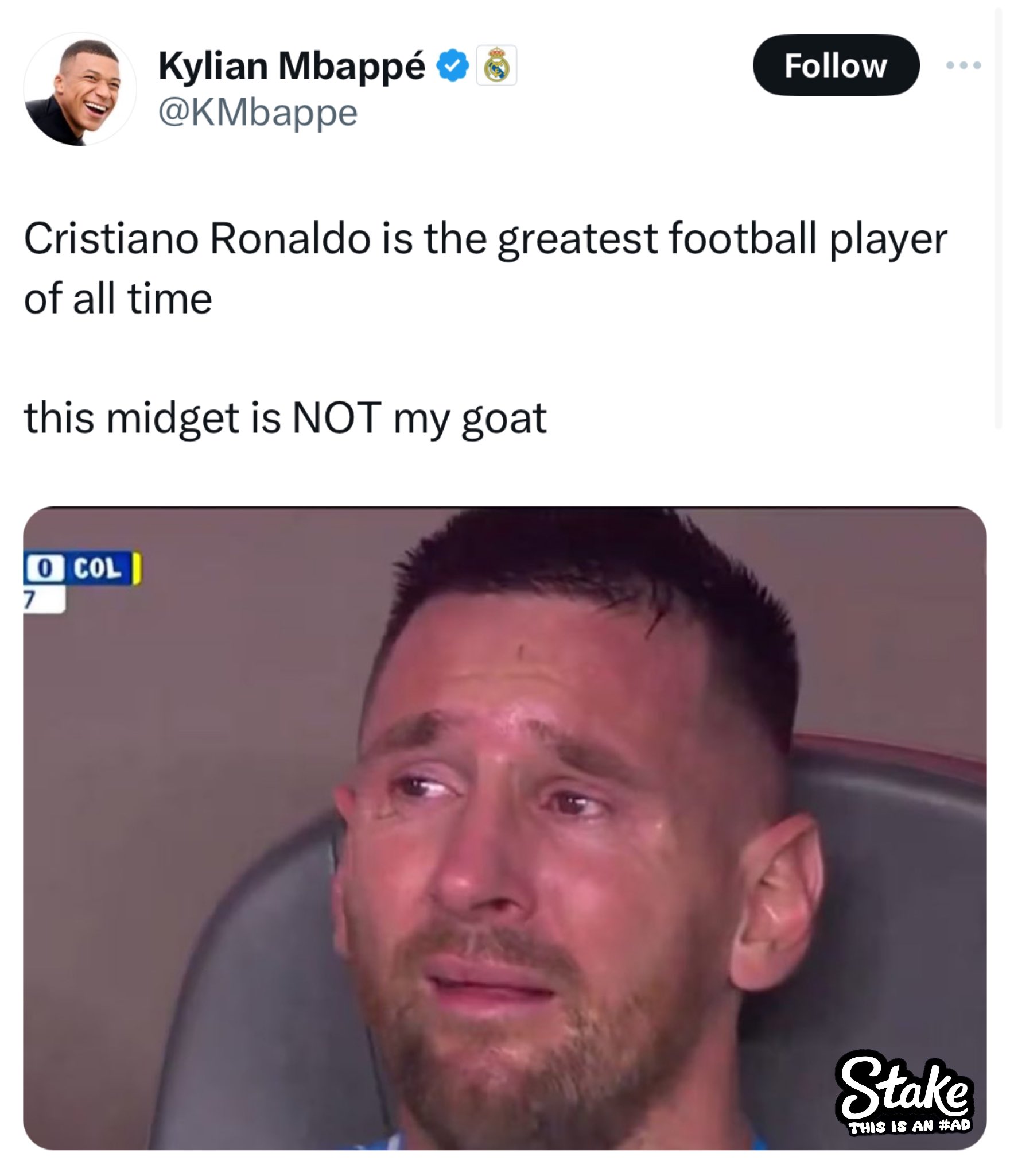 Kylian Mbappe's account in X