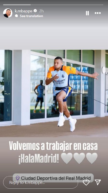 Mbappé has returned to training with Real Madrid