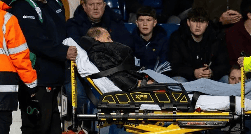 A Championship match nearly turned tragic. The assistant referee was taken to hospital
