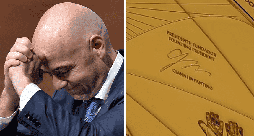 Modesty is its second name: Infantino’s surname appears twice on the Club World Cup trophy