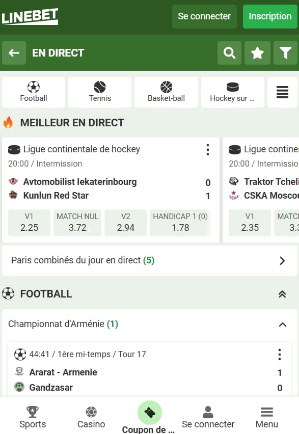 Les paris sportifs chez Linebet