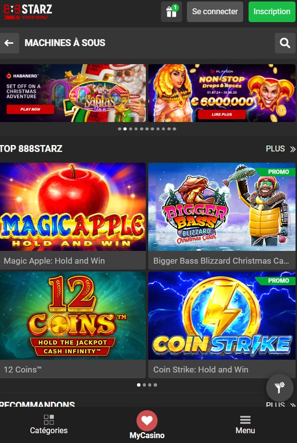 Jeux de casino 888starz sur votre téléphone portable
