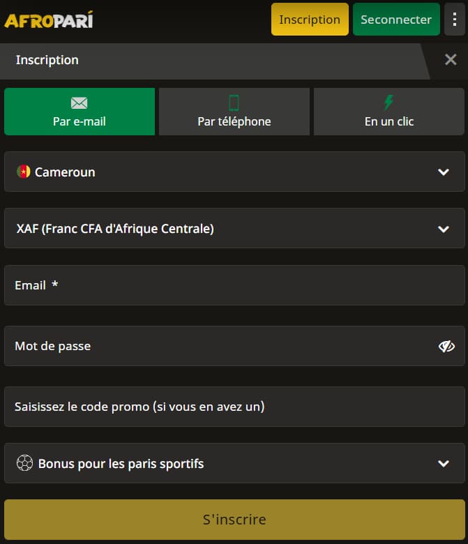 Comment s'inscrire à Afropari