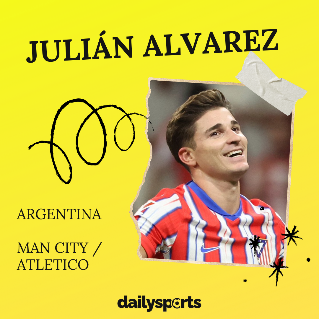 9. Julián Álvarez (Argentine, Manchester City, Atlético Madrid)