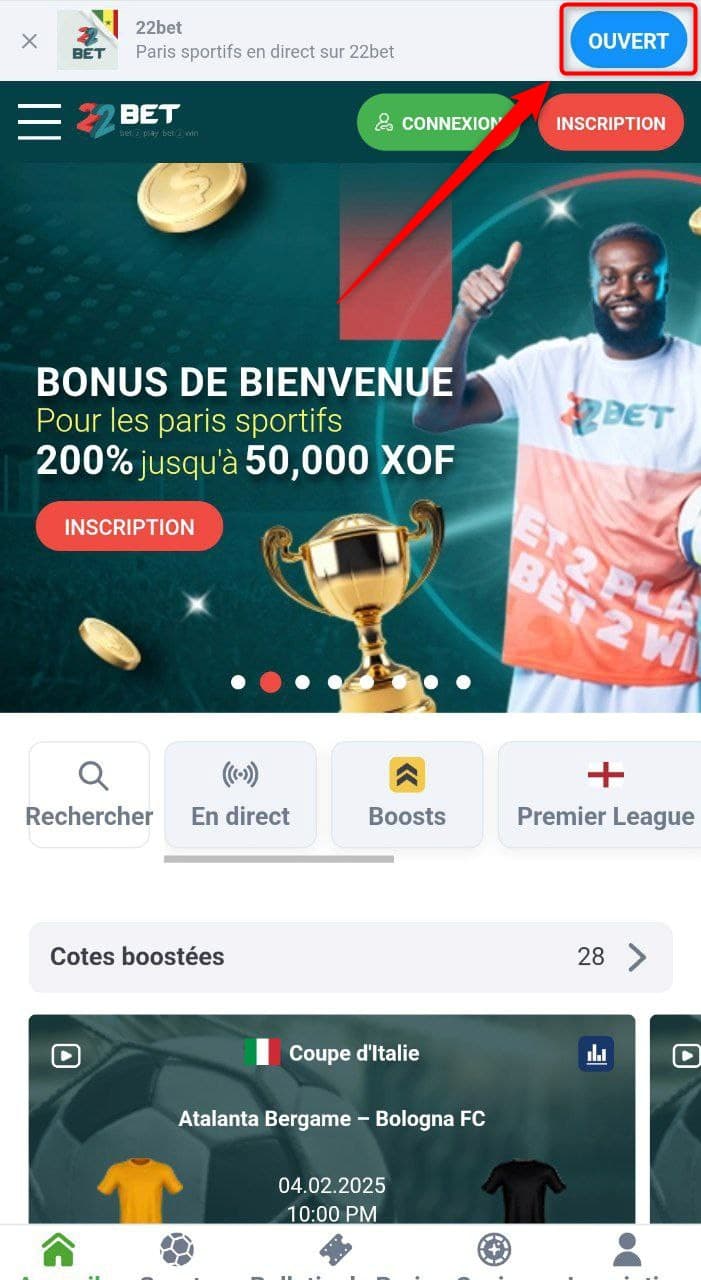 Comment télécharger l'application sur Android à partir de l'application officielle 22bet ?