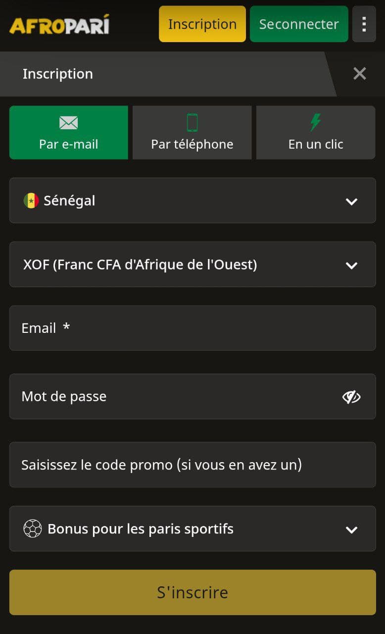 S'inscrire sur Afropari