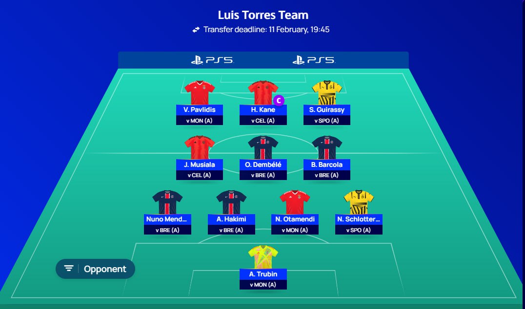 Luis Torres’ Fantasy Football team
