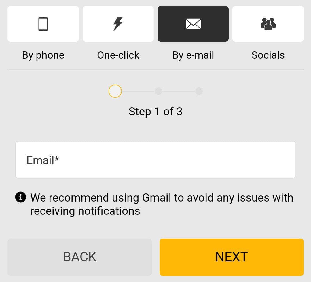 Melbet registration by e-mail