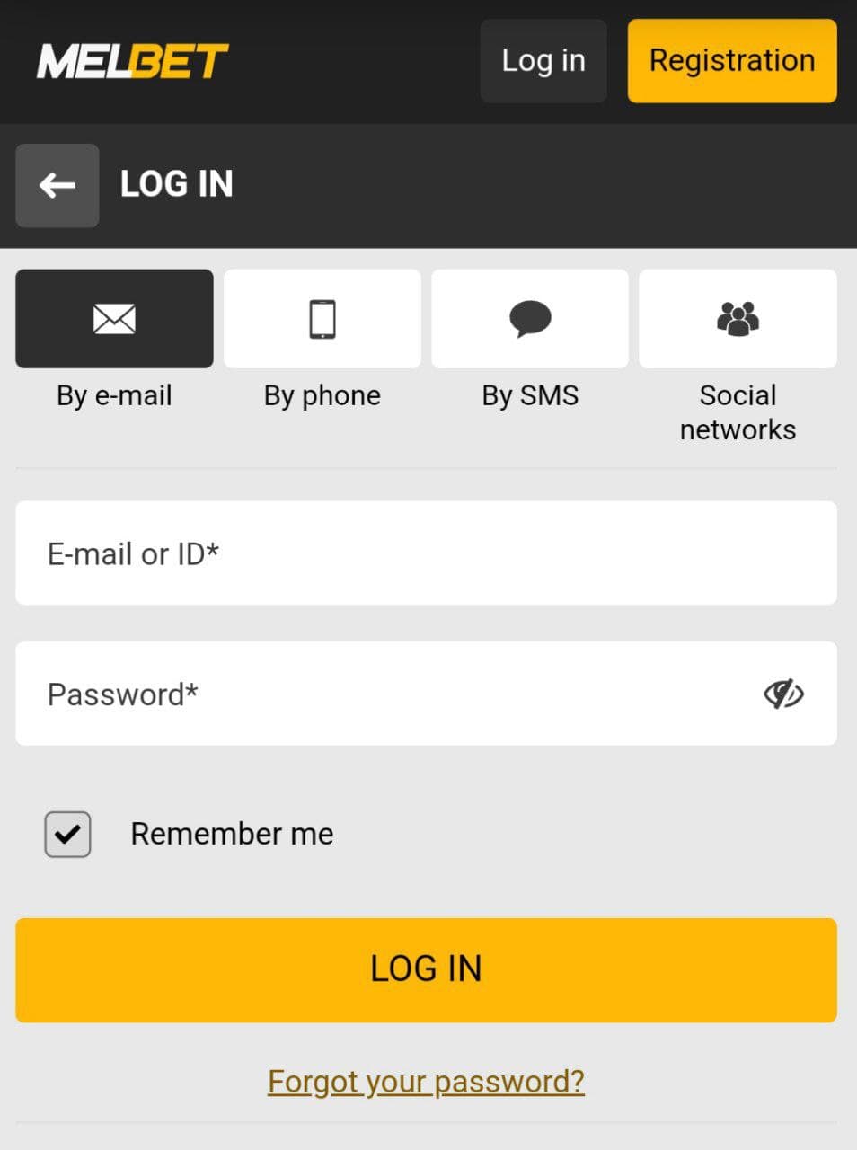 How to log in to Melbet account