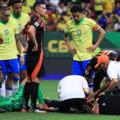 Liverpool's first-choice goalkeeper Alisson didn't finish the match against Colombia after a heavy collision with Davinson Sanchez