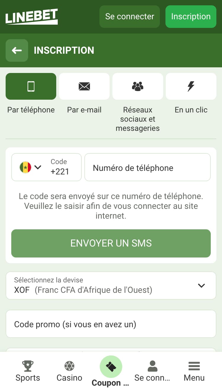 Inscription Ă Linebet