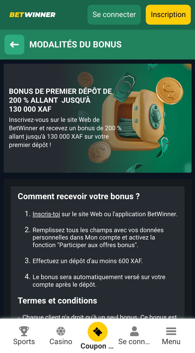 Bonus de premier dépÎt au Cameroun