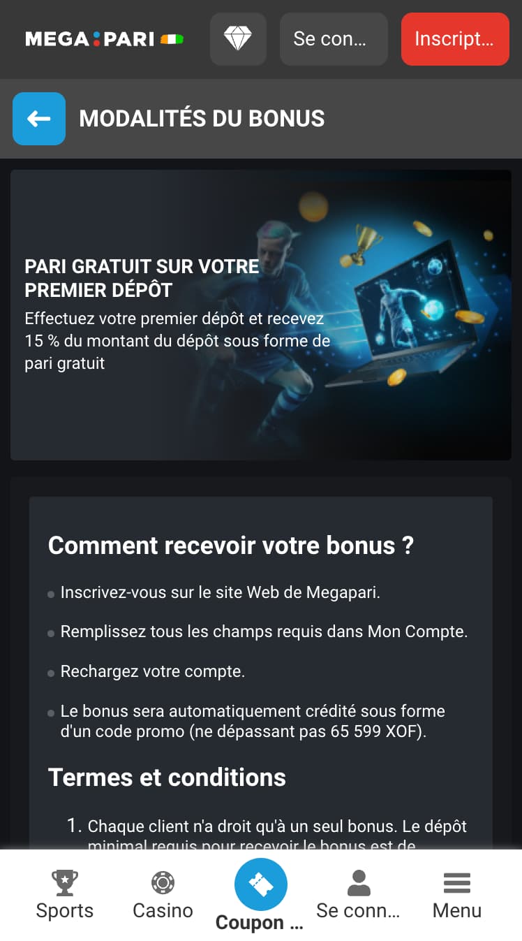 Pari gratuit sur votre premier dépôt