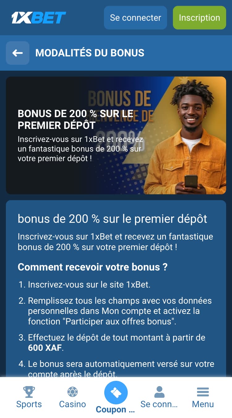 Bonus de premier dépôt pour le Cameroun