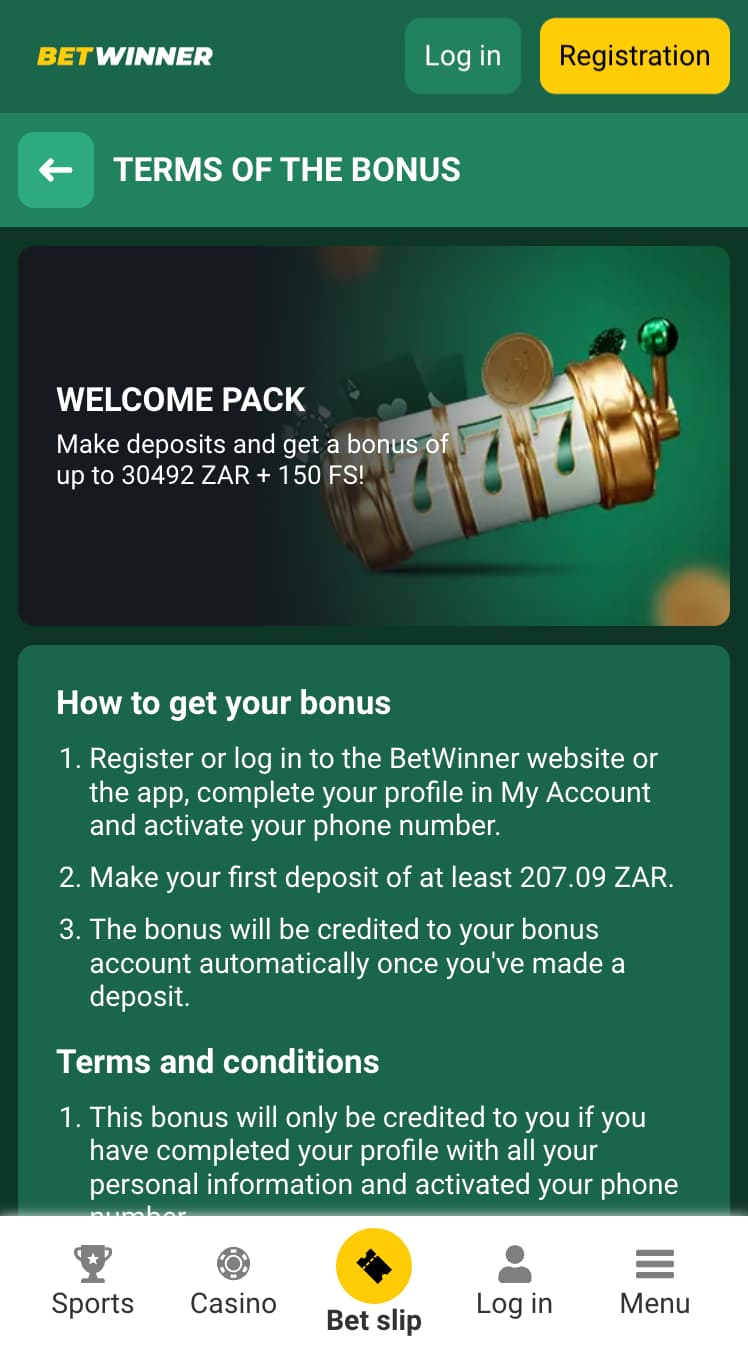 Casino welcome bonus