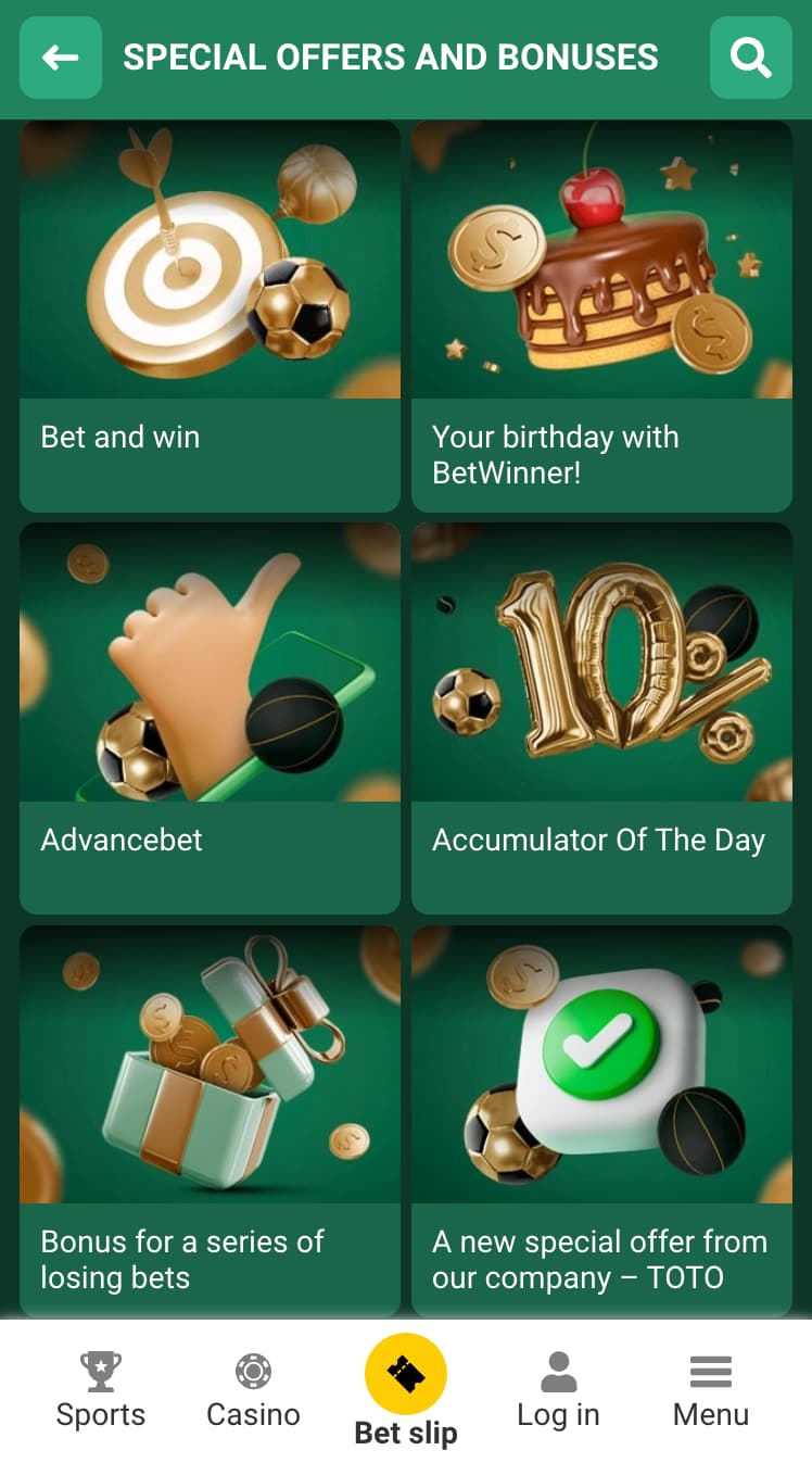 Promotions and bonuses on Betwinner