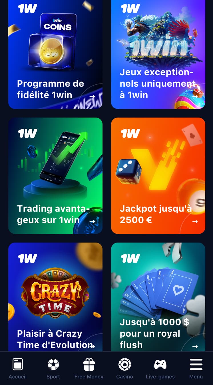 Bonus disponibles pour les joueurs