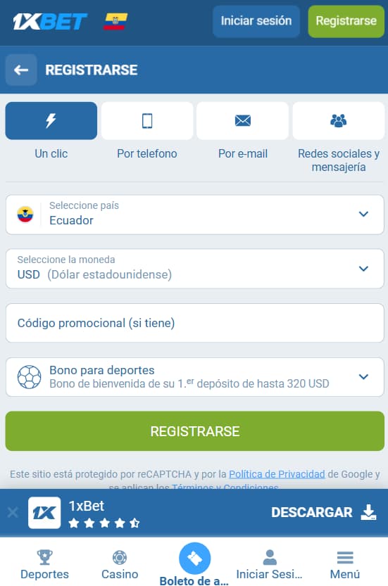Cómo registrarse en 1xbet y obtener un bono