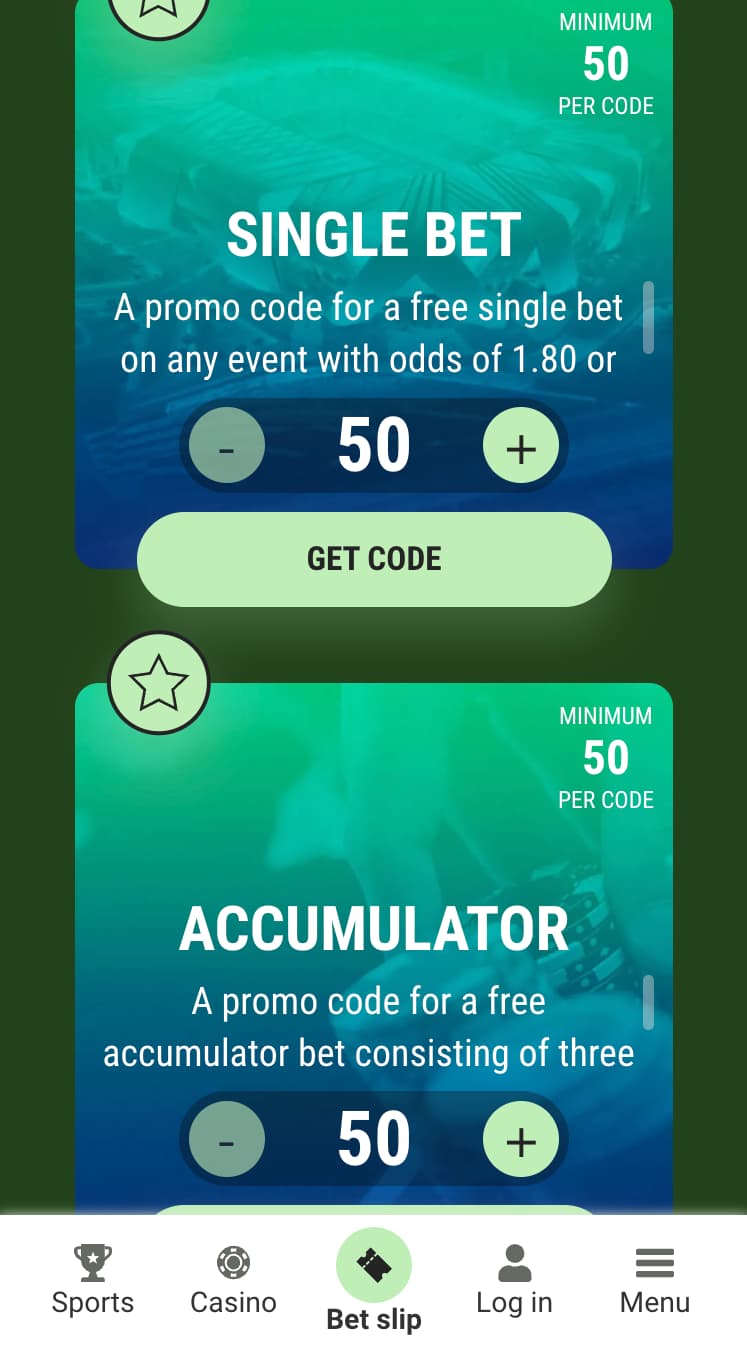Promo codes store