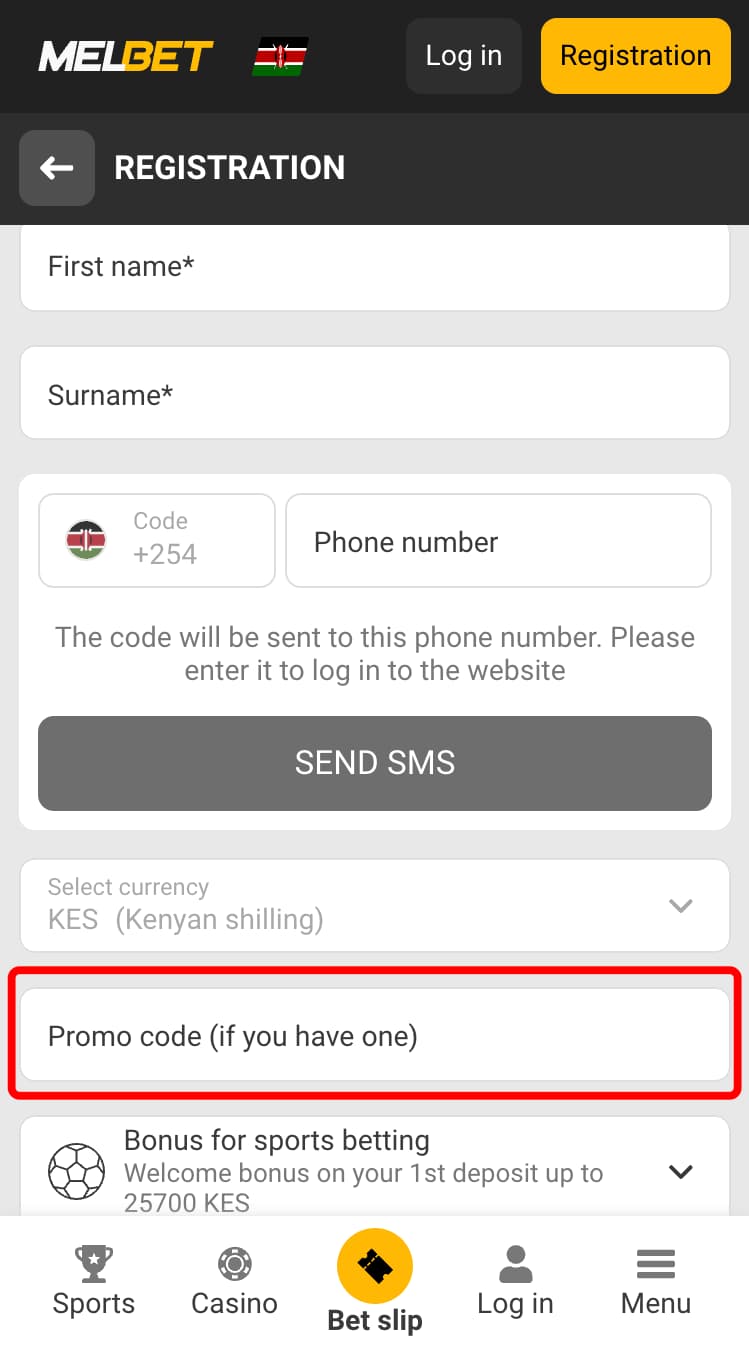 Registration using a promo code