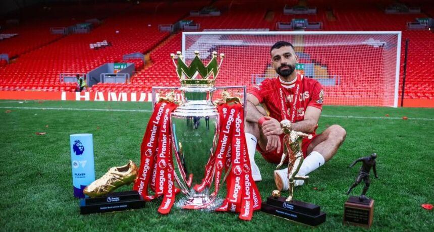 Adorable! Salah shares photos of his daughters with the Premier League trophy