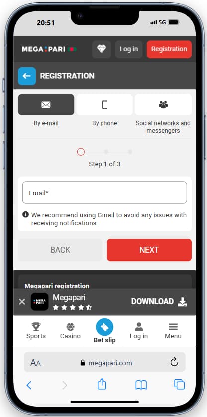 How to register in the Megapari App