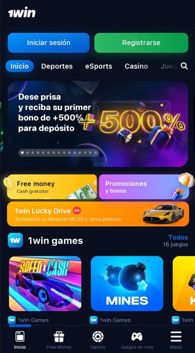 Instalación rápida de la app 1win