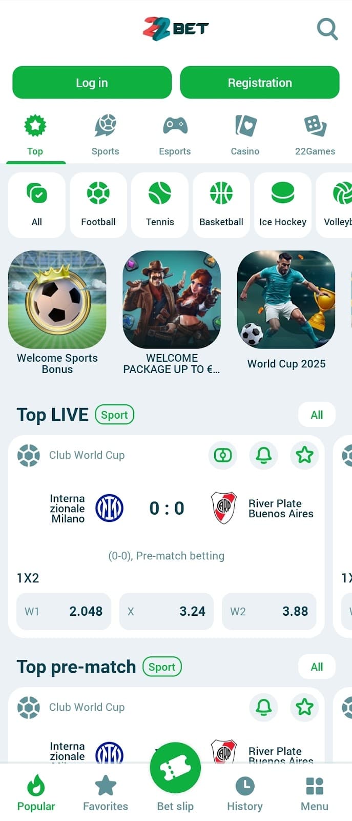 Tap the “Log In” icon in the app