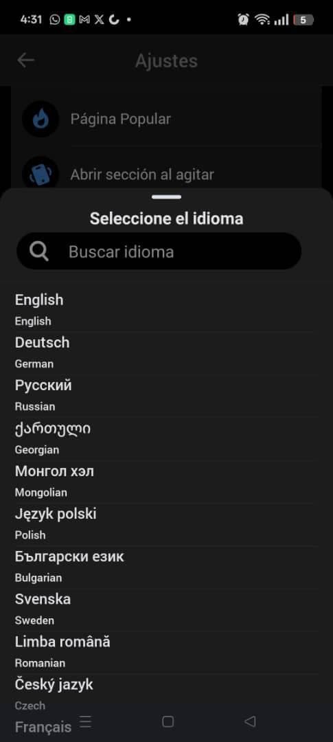 Variedad de idiomas disponibles