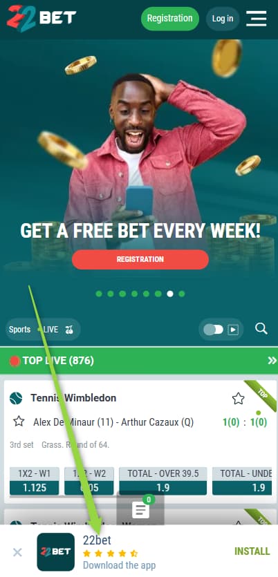 Download 22Bet APK file from the official website