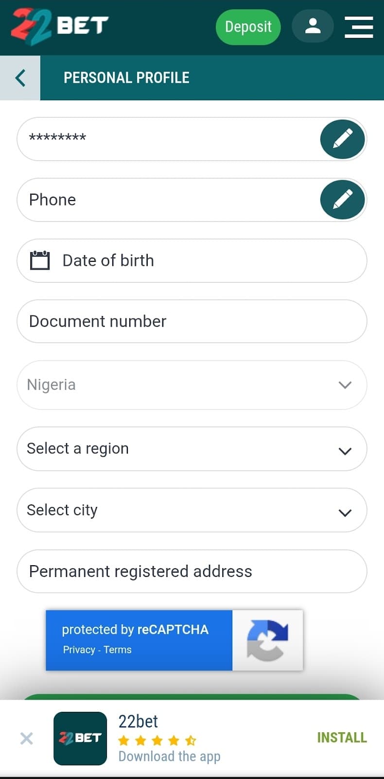 Fill in your personal information to verify your account