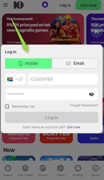 Enter your phone number and password