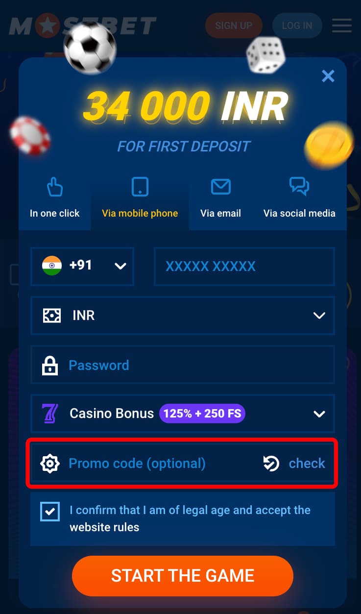 Registration with promo code