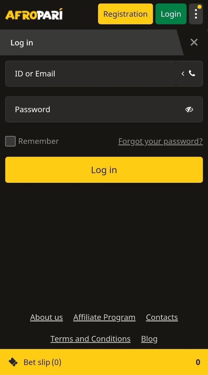 Log in to Afropari