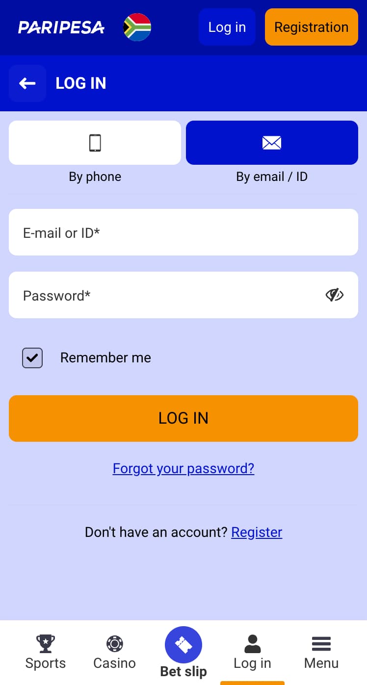 Login with email