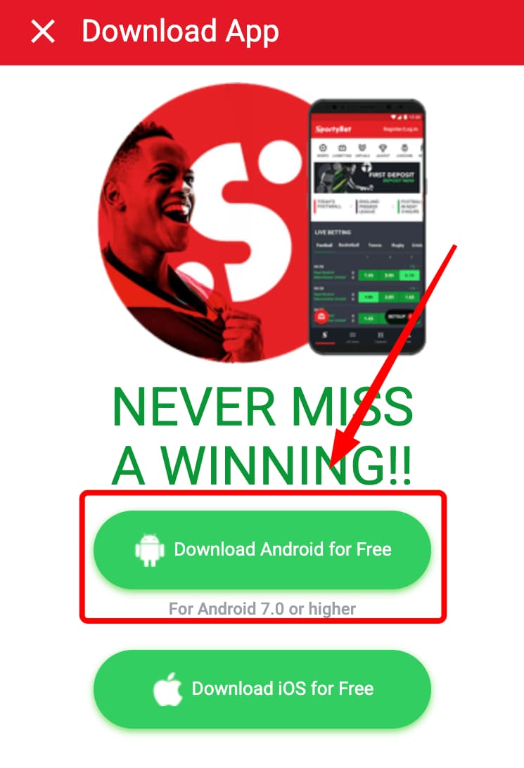 Install SportyBet on Android