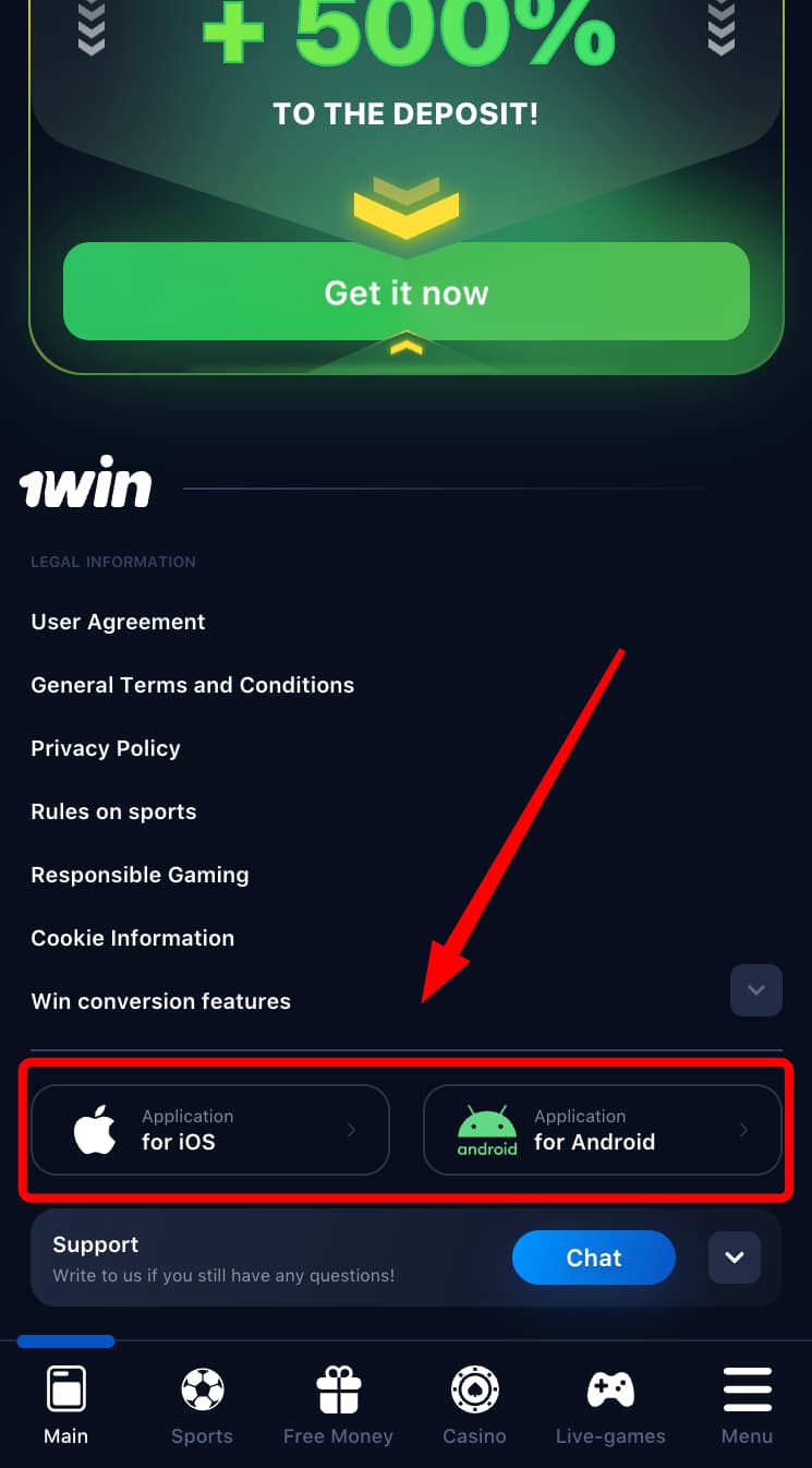 Download application 1win