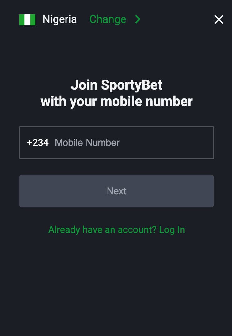 Register on SportyBet