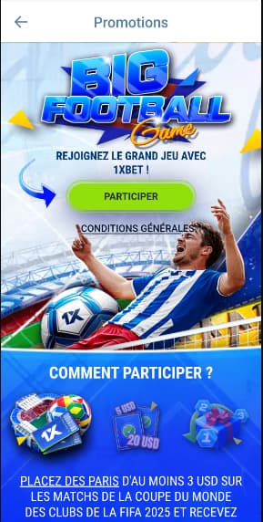 L’application mobile 1xBet propose plus de 15 offres promotionnelles