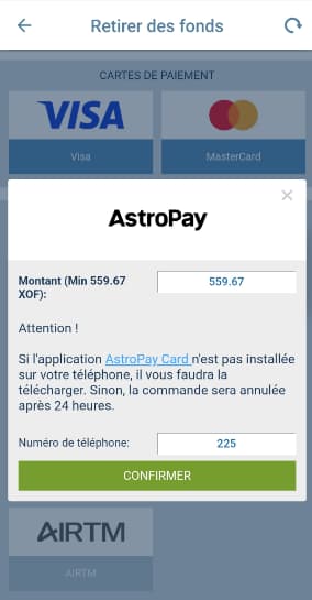 Envoyez la demande en cliquant sur « Confirmer »