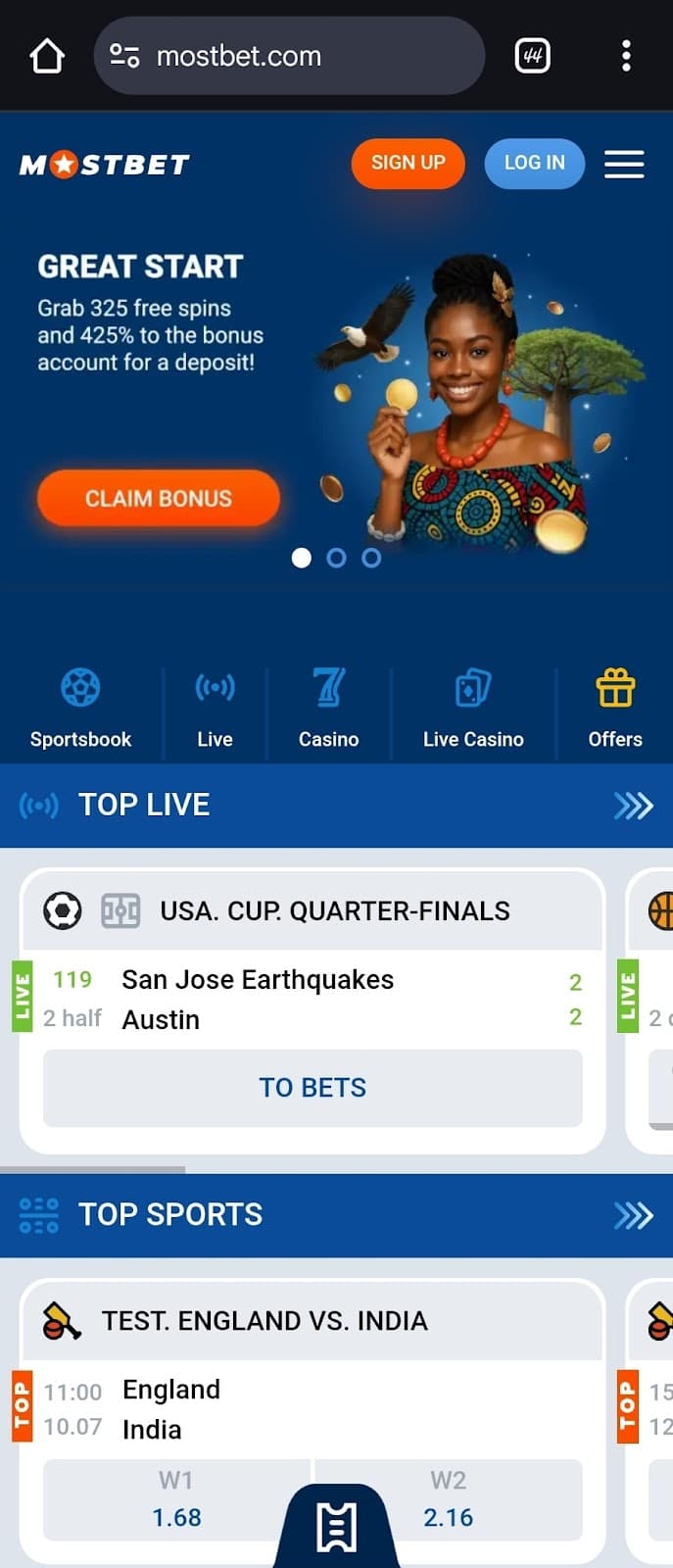 Visit the Mostbet website