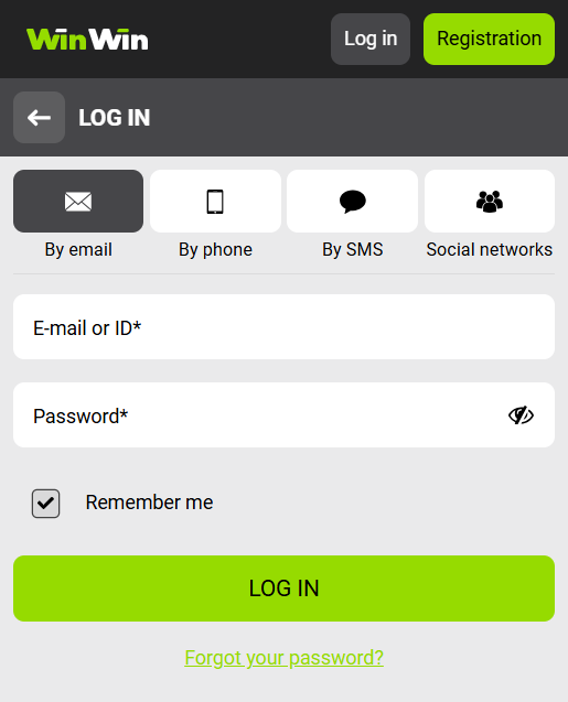 WinWin Login via Email