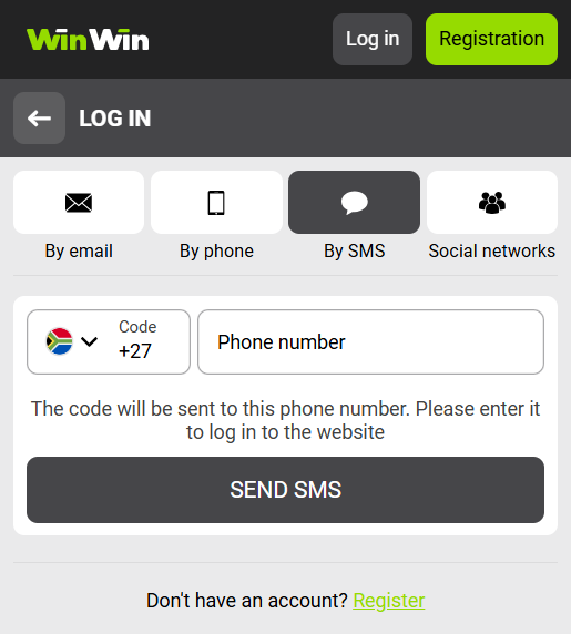 WinWin Login Using SMS
