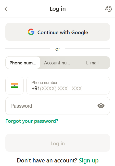Parimatch Login via Phone Number