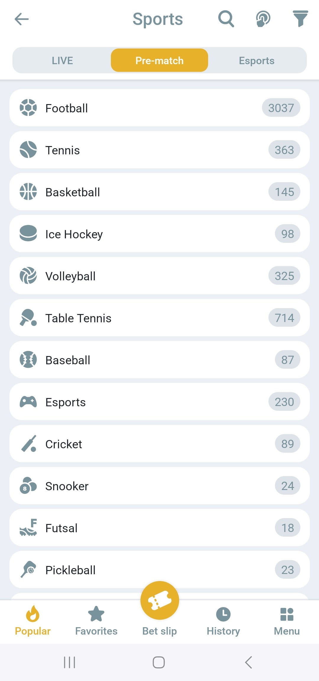 Sports in the Melbet App