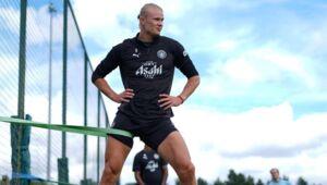 Erling Haaland at Manchester City's club base