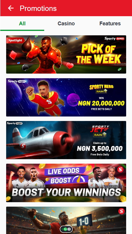 Promotions at SportyBet App