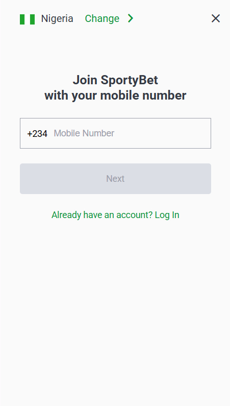 Registation in SportyBet App