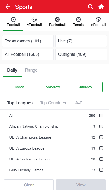 Sports at SportyBet App