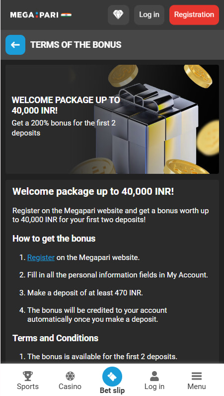 Megapari Welcome Offer